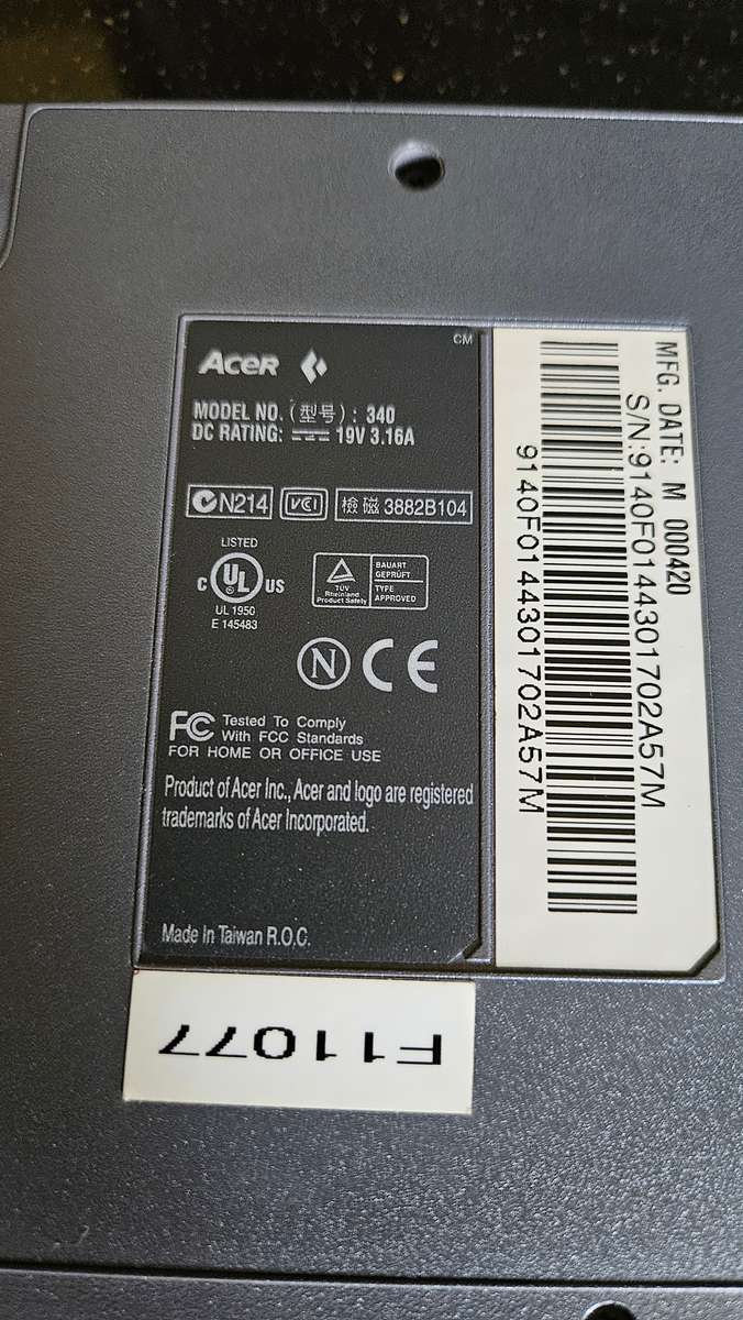 Acer Travel-Mate Model 340