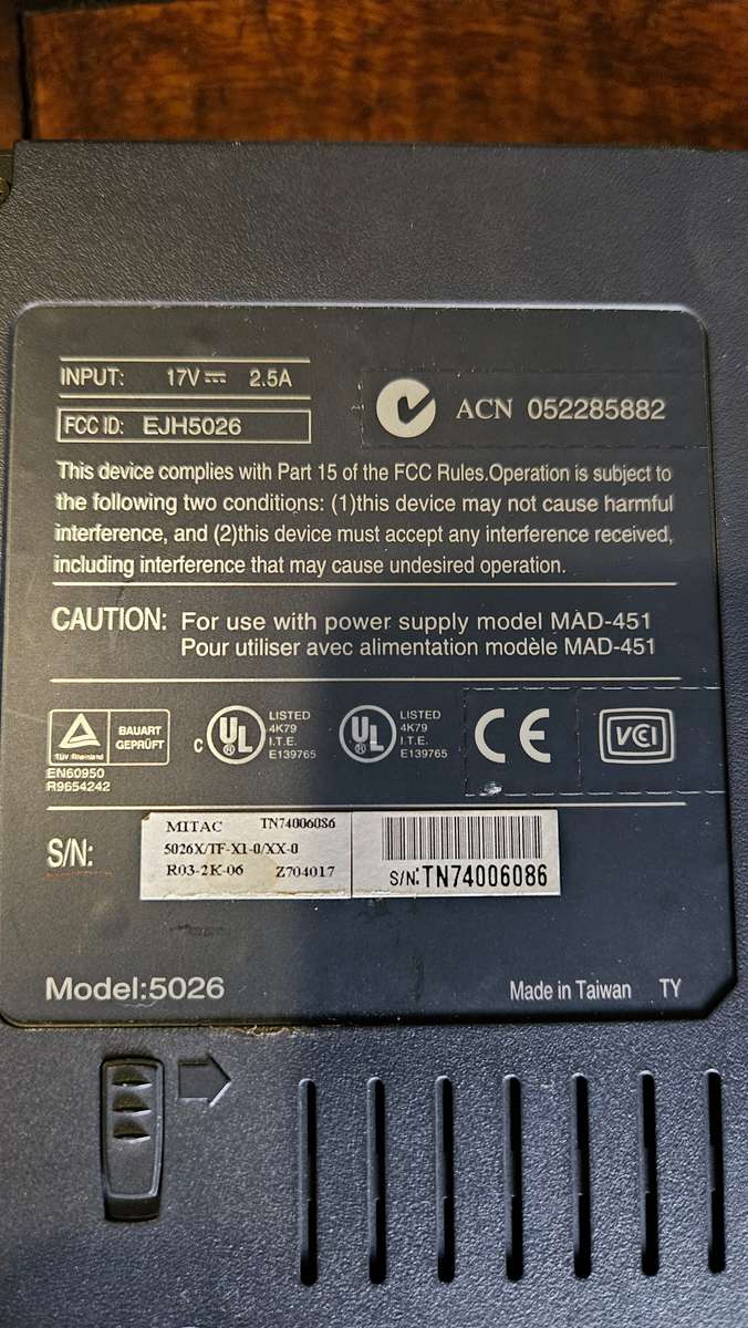 Mitac Model 5026 Laptop