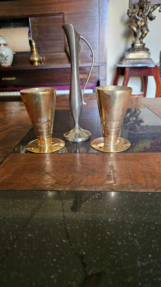 Heavy Brass Candle Stick Holders + Single Stem Vase