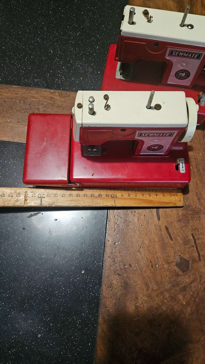 Two Vintage Sewmate Toy Sewing Machines