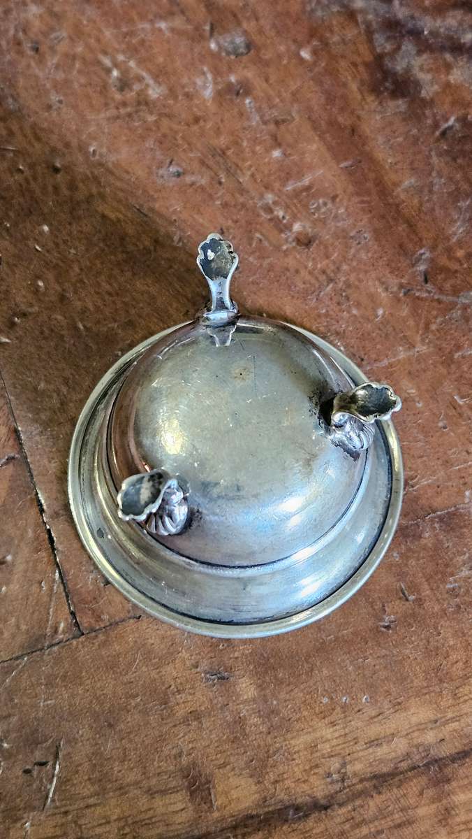 Hallmarked Silver Mustard Pot & Spoon