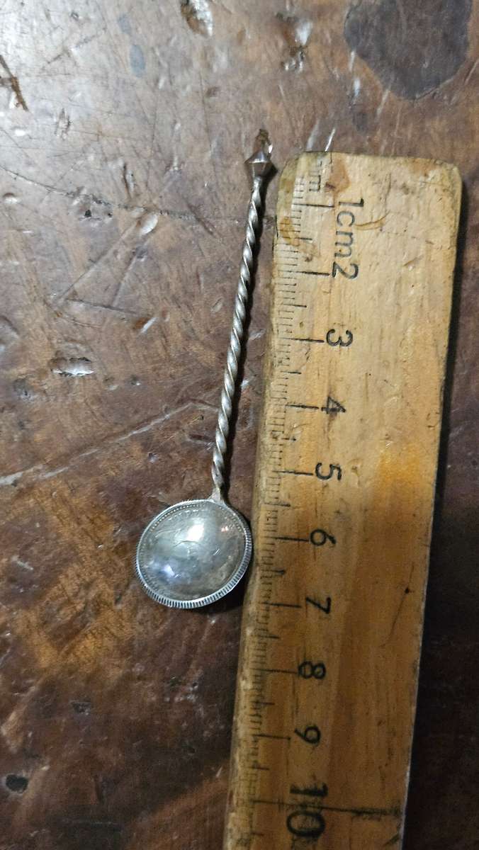 Hallmarked Silver Mustard Pot & Spoon