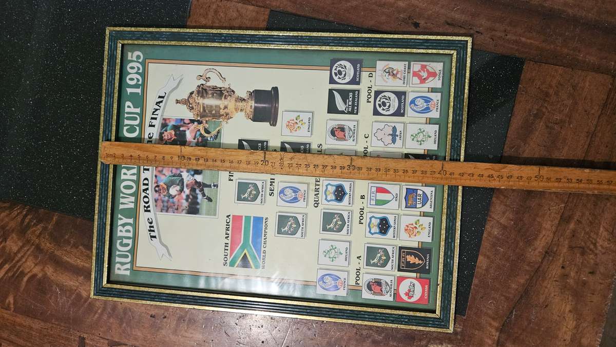Framed Rugby Art Plus Flag