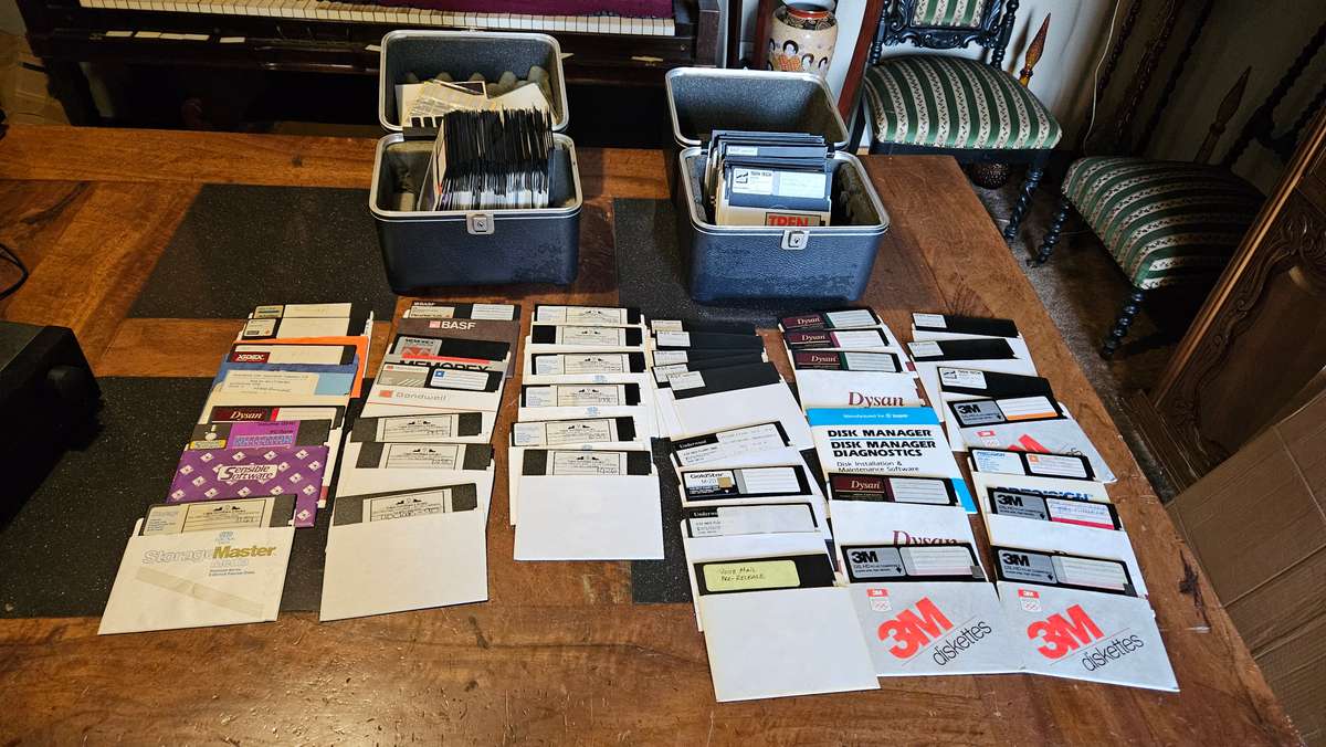 Vintage Floppy Disks Plus Containers