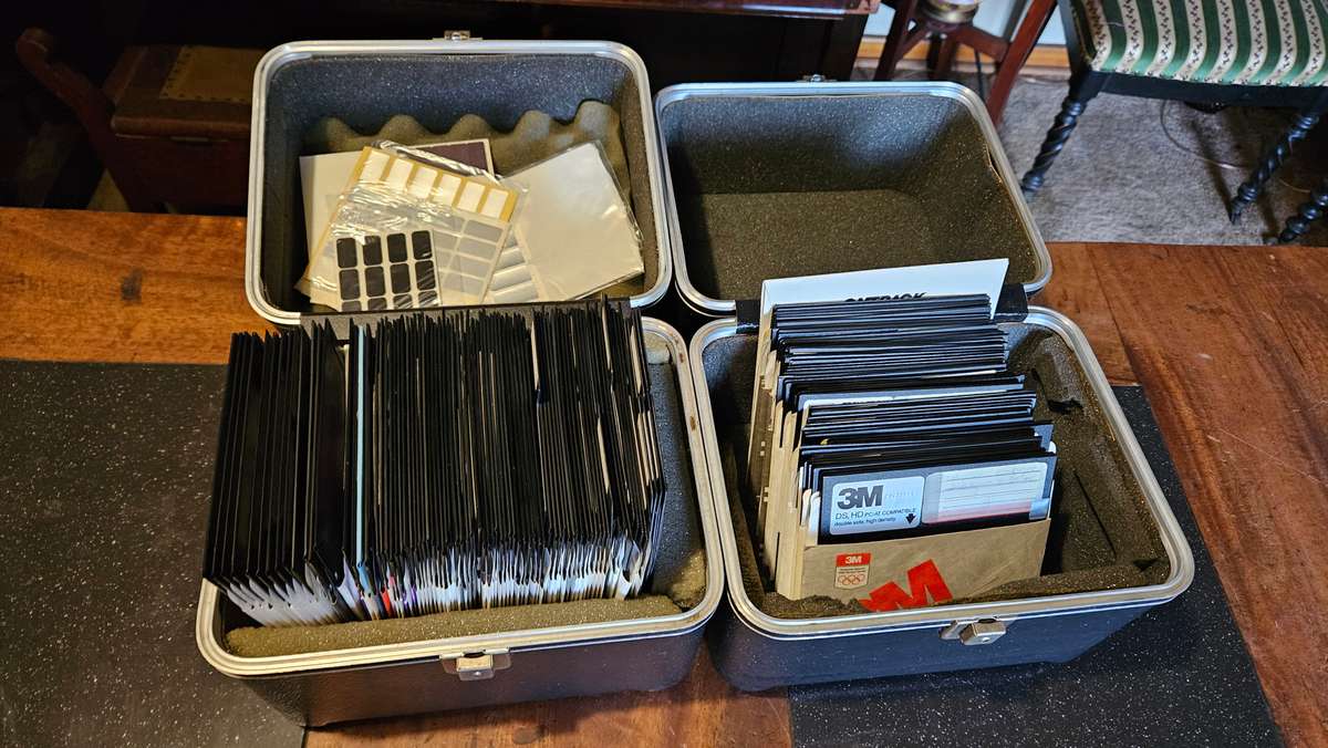 Vintage Floppy Disks Plus Containers