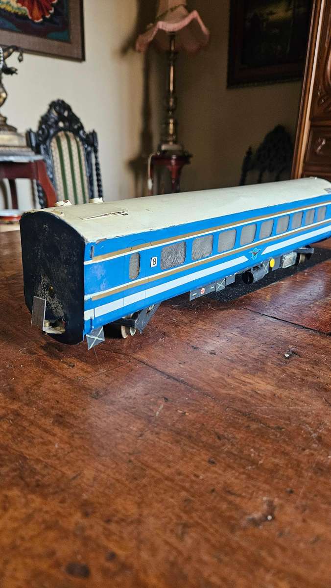Two Blue Train Coaches