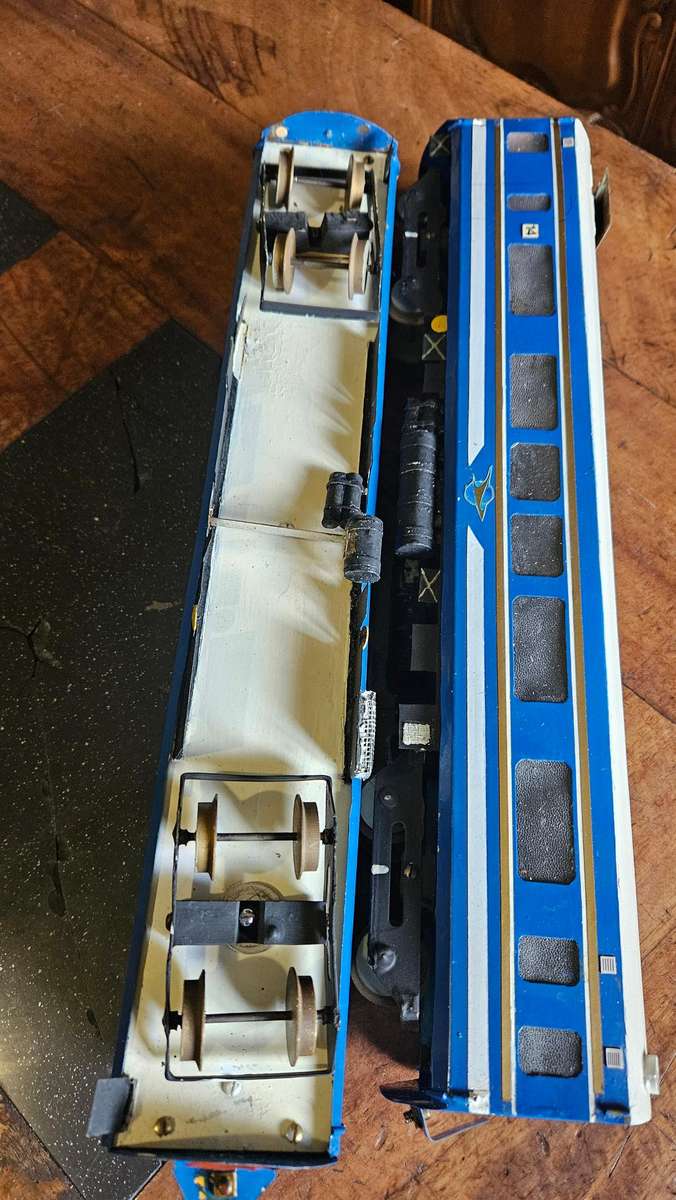 Two Blue Train Coaches