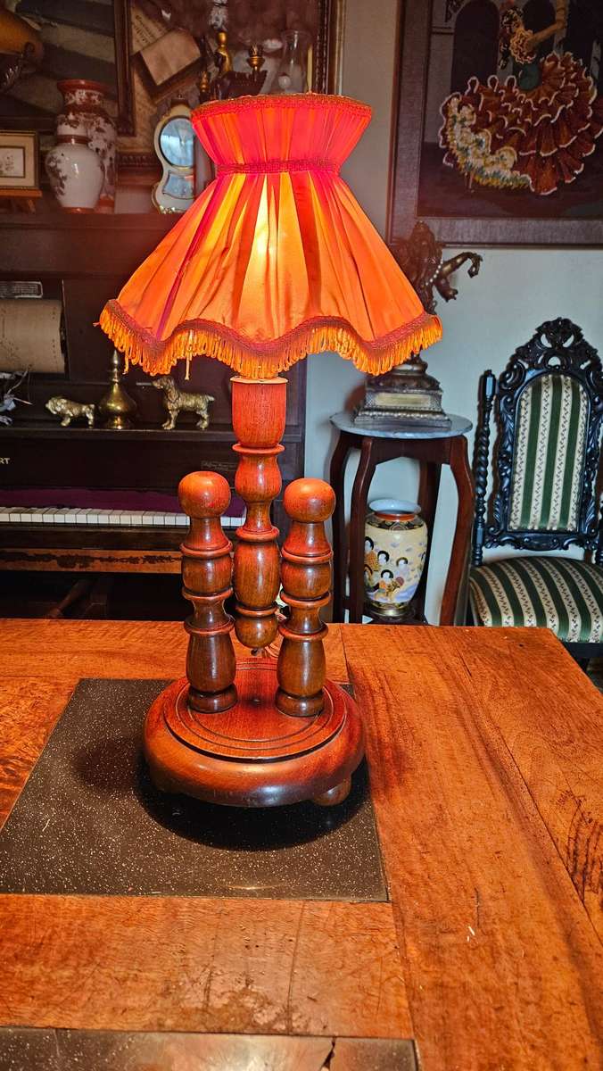 Vintage Adjustable Wooden Table Lamp
