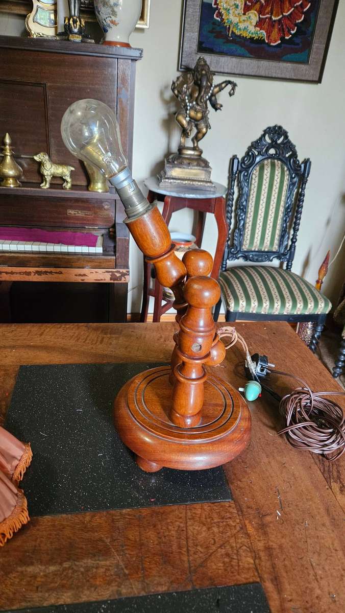 Vintage Adjustable Wooden Table Lamp
