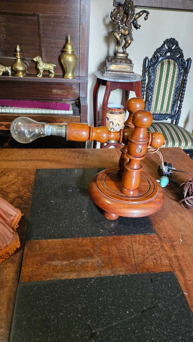 Vintage Adjustable Wooden Table Lamp