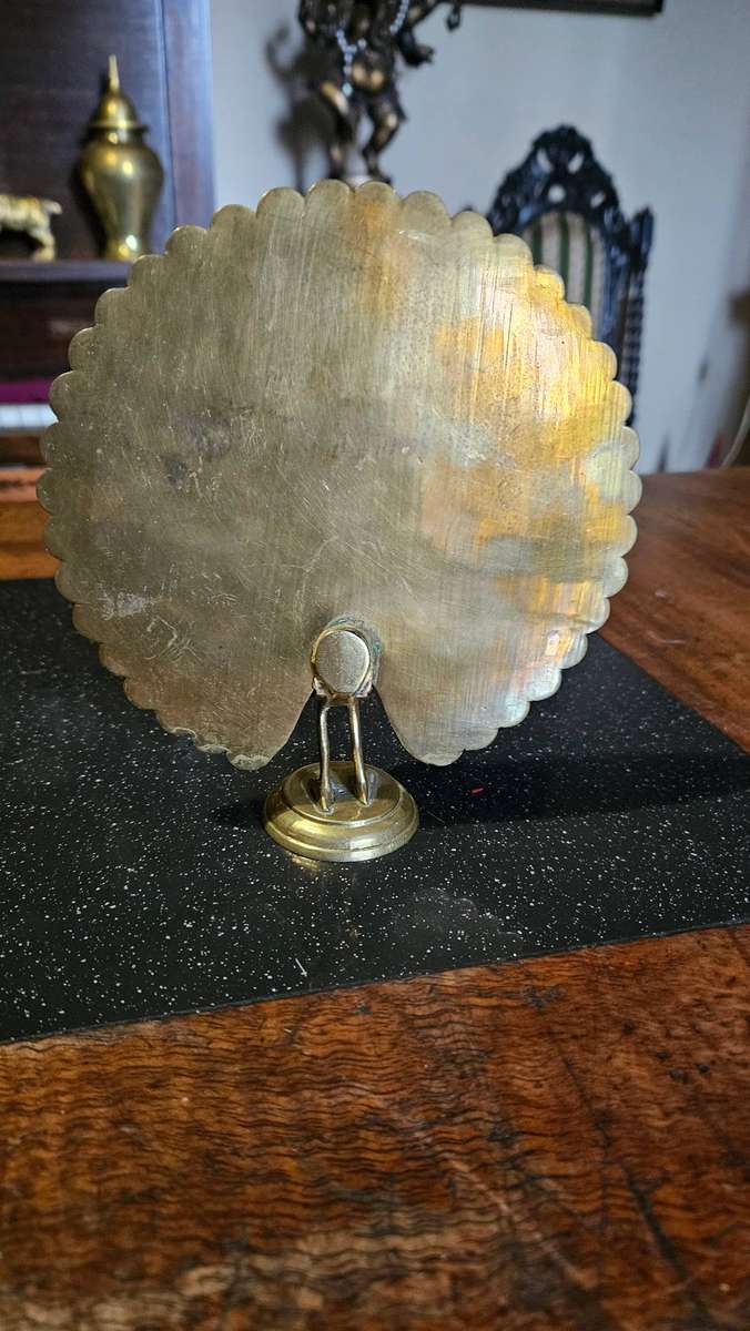 Large 17cm Tall Brass Peacock