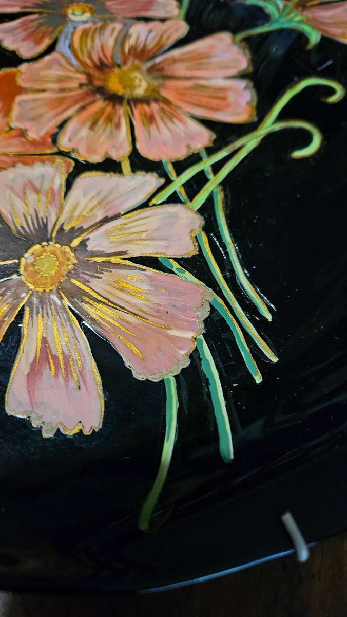 Vintage Hand Painted Floral Motif on Shell Plate