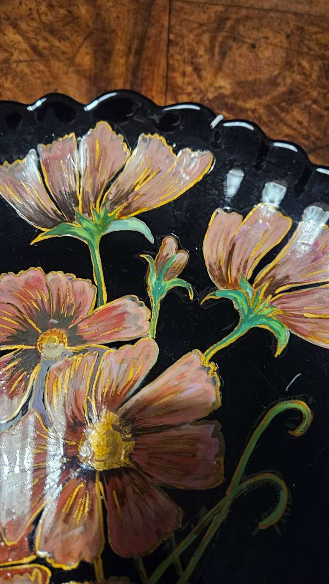 Vintage Hand Painted Floral Motif on Shell Plate