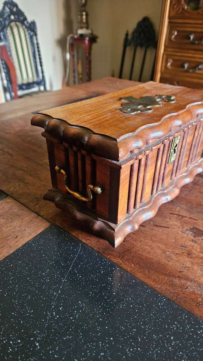Vintage Solid Wood Jewellery Box