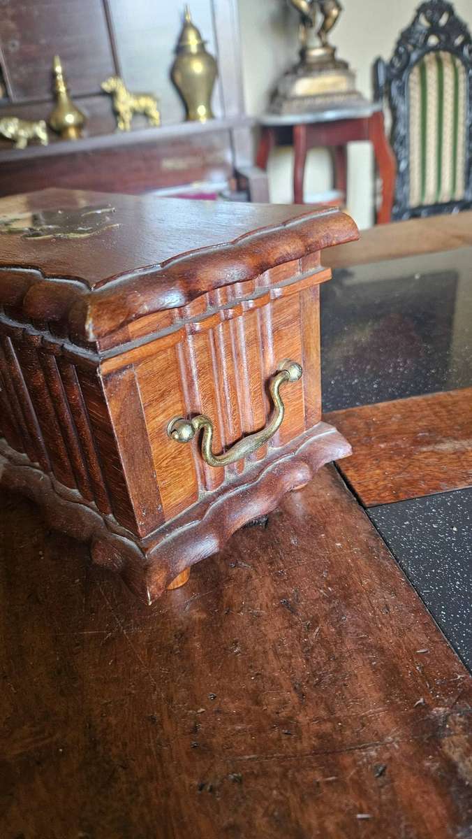 Vintage Solid Wood Jewellery Box