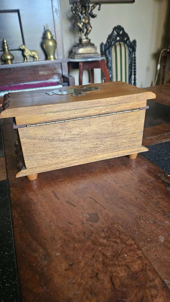 Vintage Solid Wood Jewellery Box