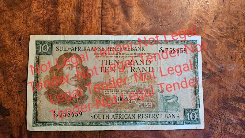 South African R10 Bank Note TW de Jong