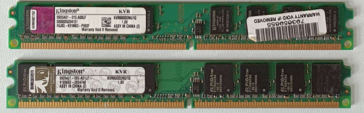 2x1GB Kingston DDR2-800 PC2-6400 RAM (Dual Channel Kit)