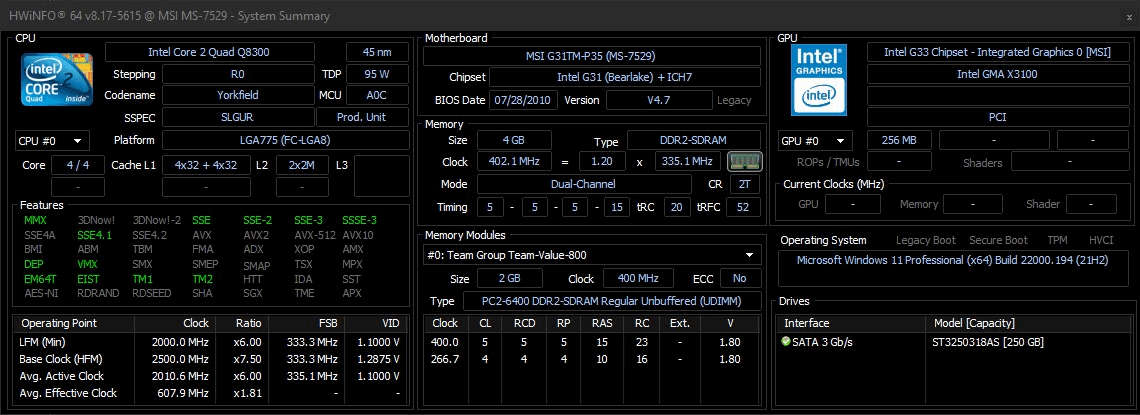 Sleek piano black MSI Low Profile PC | Intel 4C/4T 2.5GHz | 4GB RAM | Windows 11 Pro (activated)