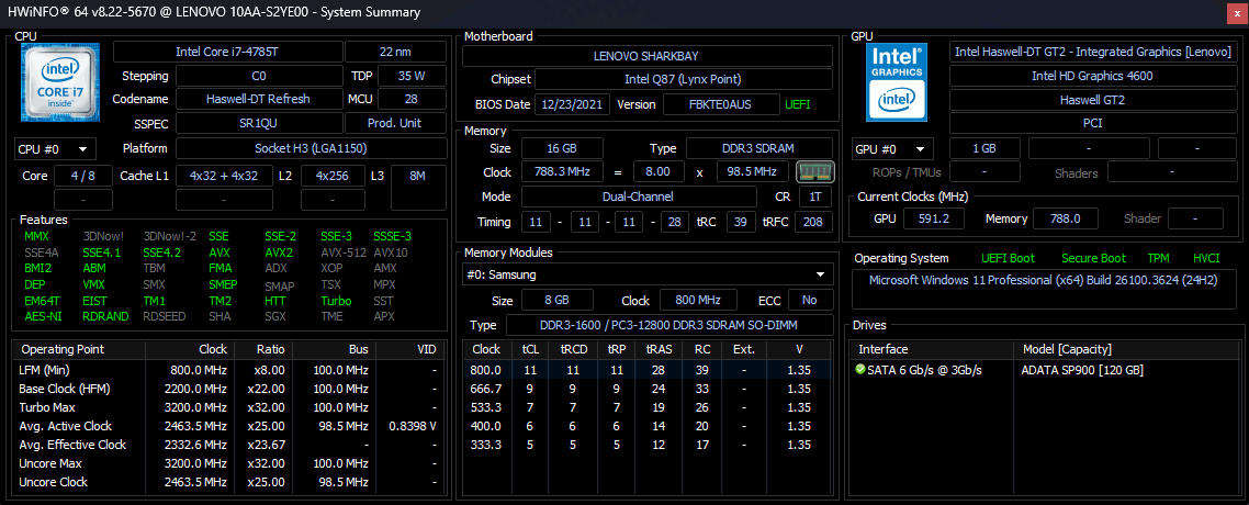 Lenovo Tiny i7 up to 3.2GHz | 16GB RAM | 120GB SSD | TPM 2.0 + HVCI | Windows 11 Pro (activated)