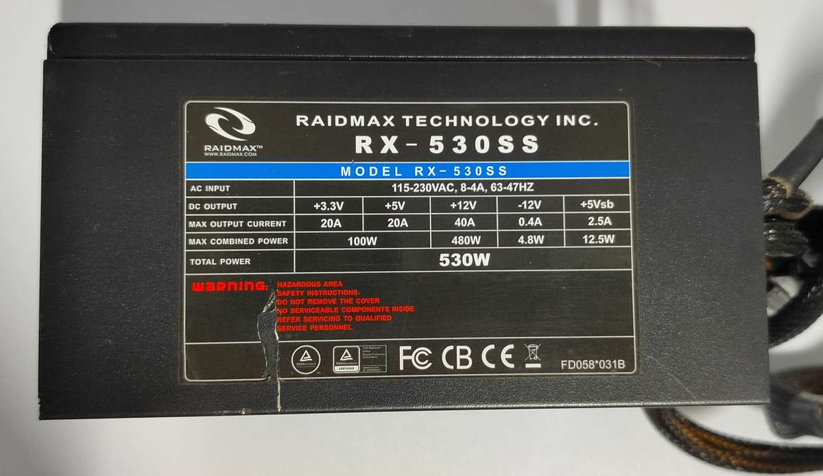 Raidmax RX-530SS | 530W modular power supply | 135mm fan | In box