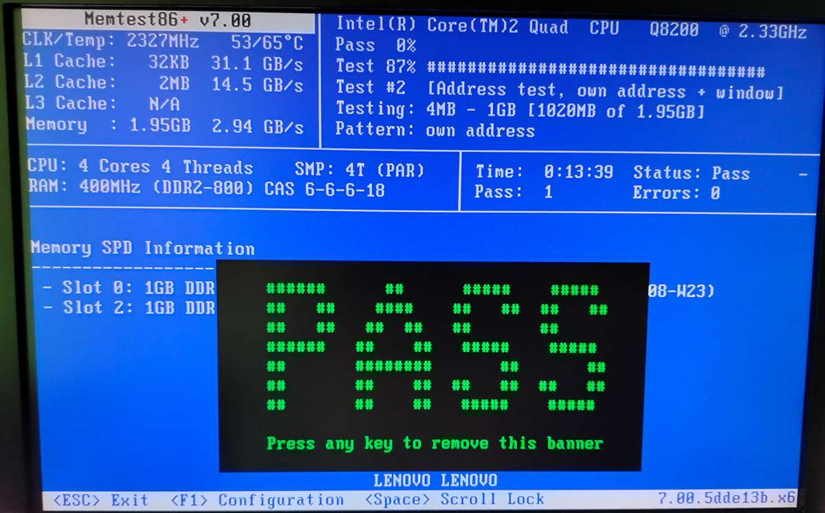 Lenovo ThinkCentre M57 | 2GB RAM | Core2Quad 2.33GHz Q8200 | NO HARD DRIVE | MemTest86+ Pass | As is