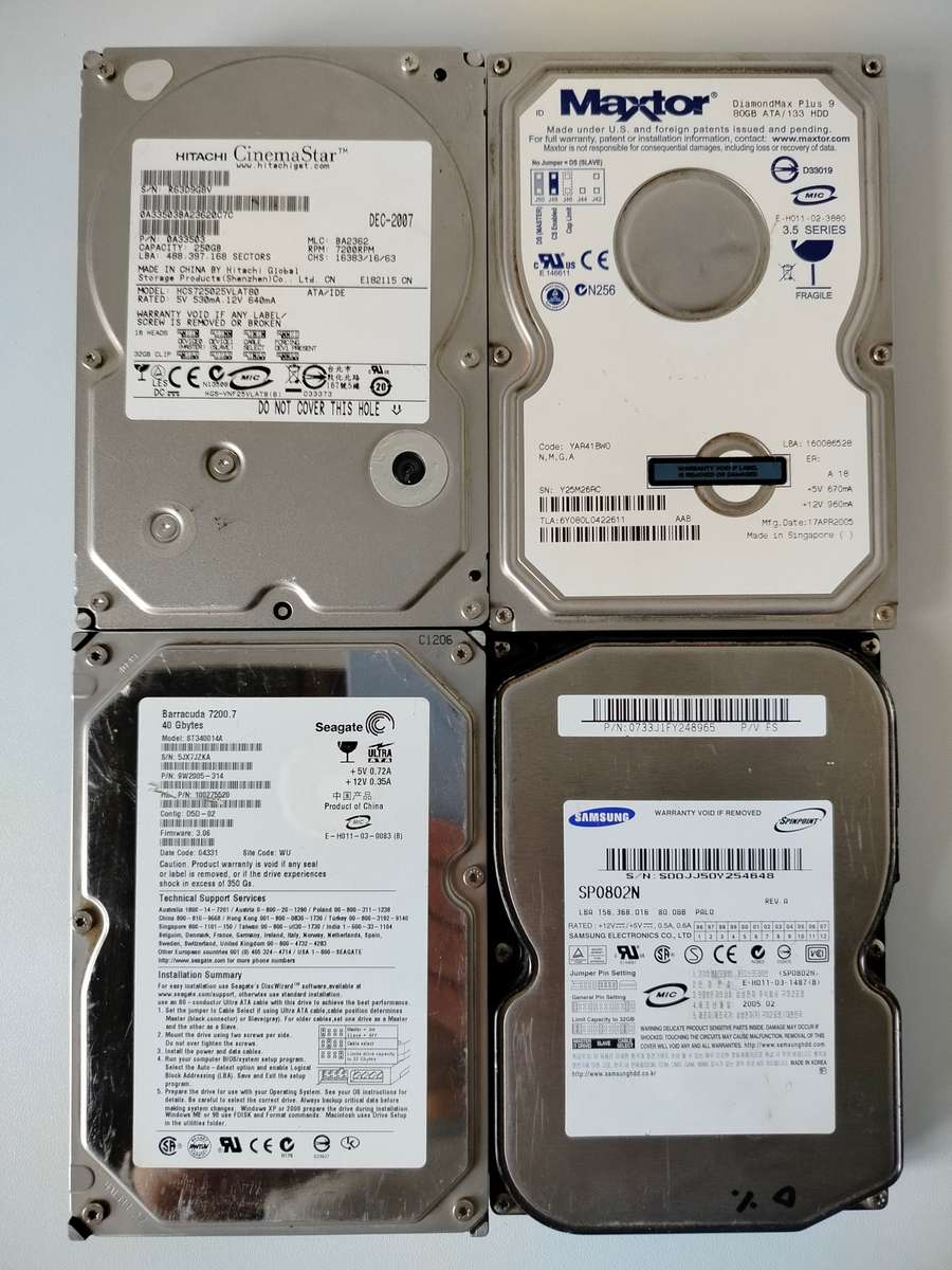 Salvage IDE hard drives | For repairs/spares/scrap | Lot of 4