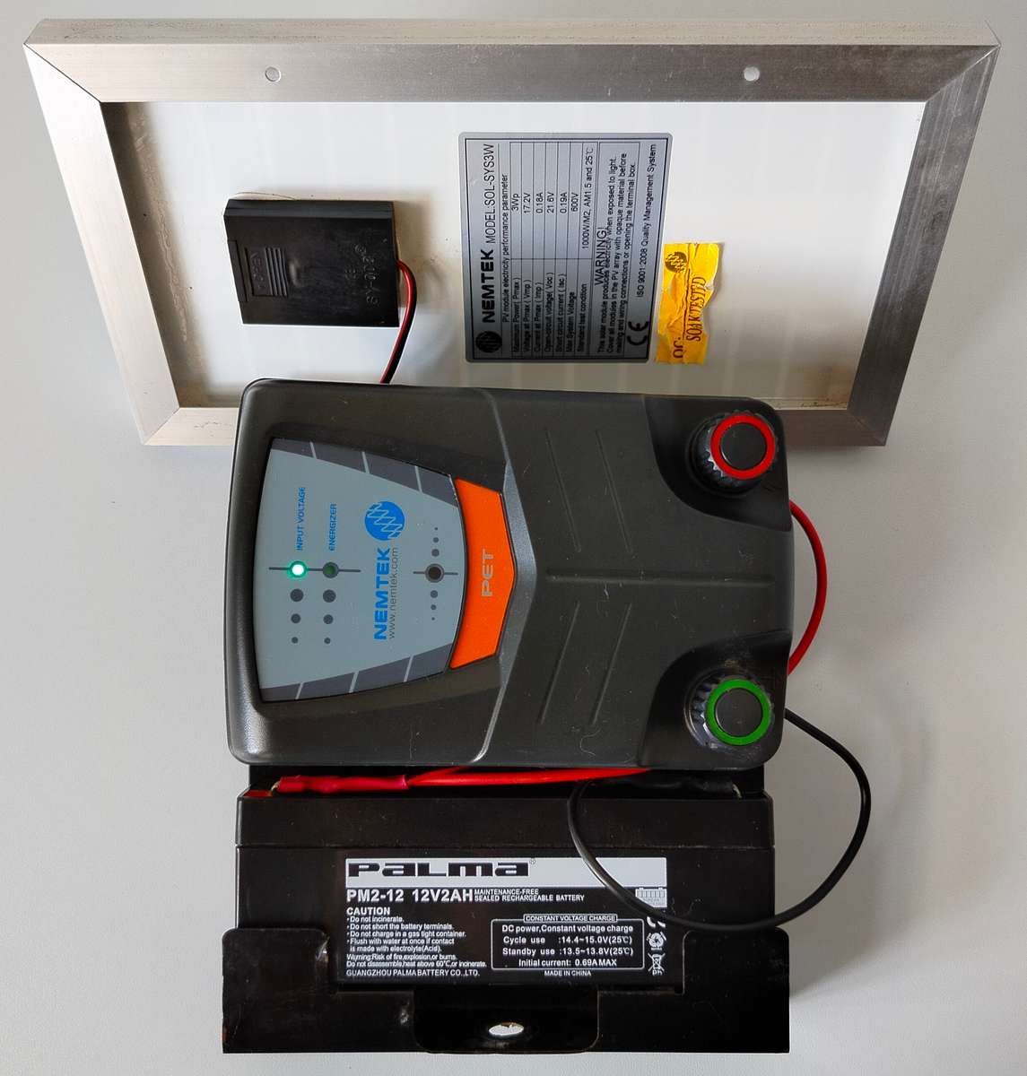 Nemtek Pet Stop Solar Kit | 3W Solar panel, 2Ah battery, energizer