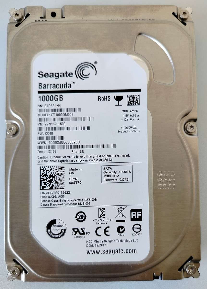 Seagate 1TB SATA Barracuda HDD | 183MB/s read & write speeds