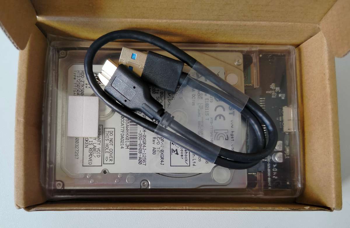 500GB External 2.5" USB 3.0 hard drive | USB powered | Clear case