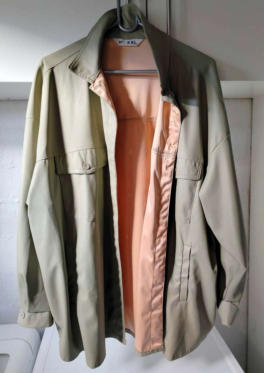 Pleather shacket in sage green by RT | Size XXL