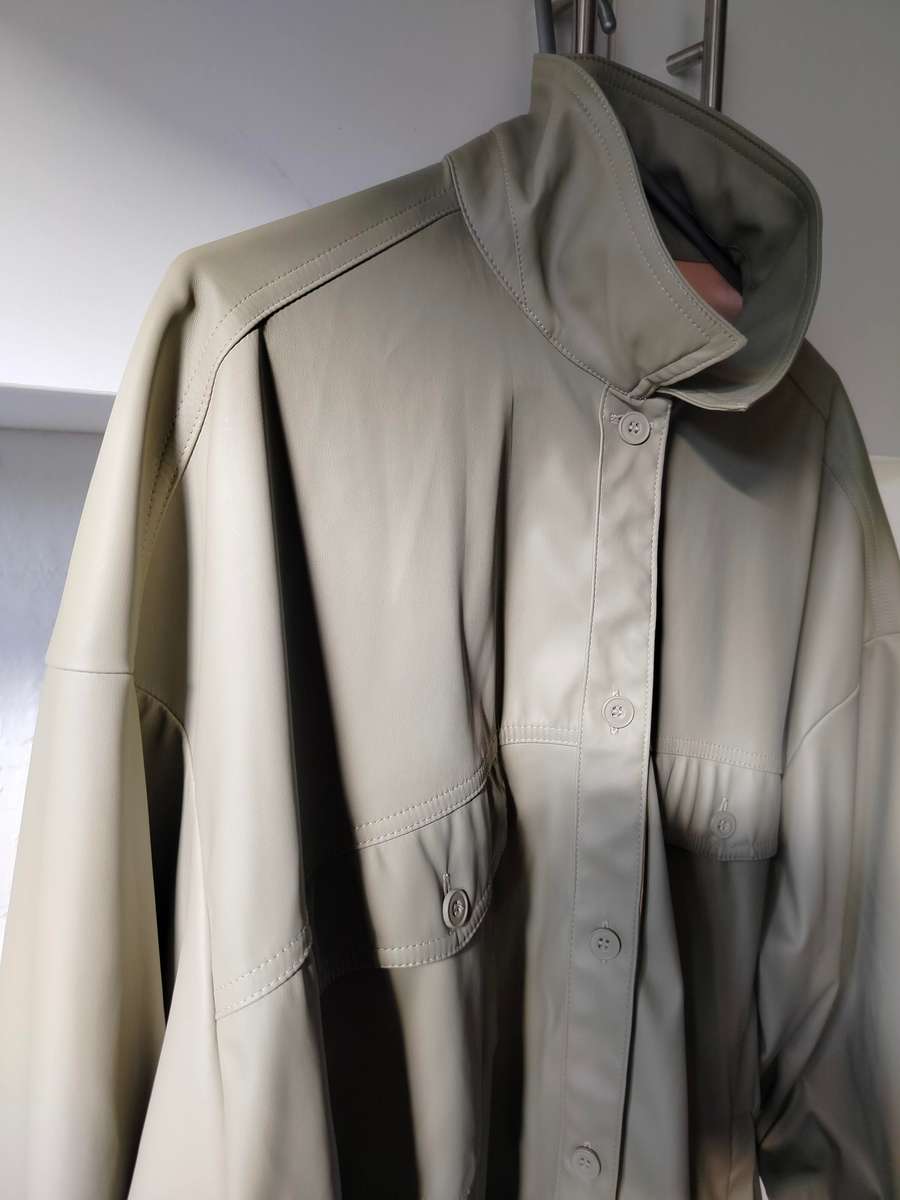 Pleather shacket in sage green by RT | Size XXL