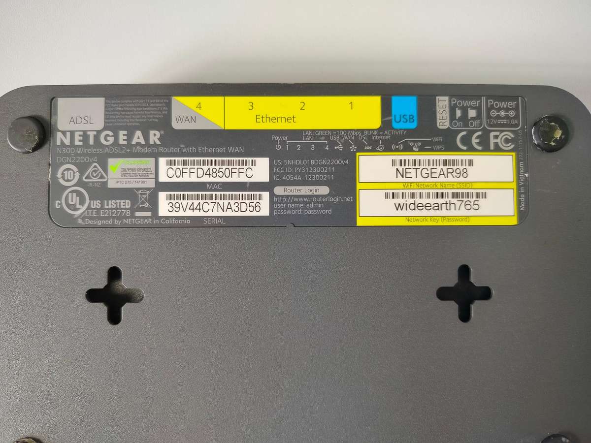 Netgear N300 Wi-Fi Router Access Point | USB 2.0 port | 4x LAN ports | ADSL port