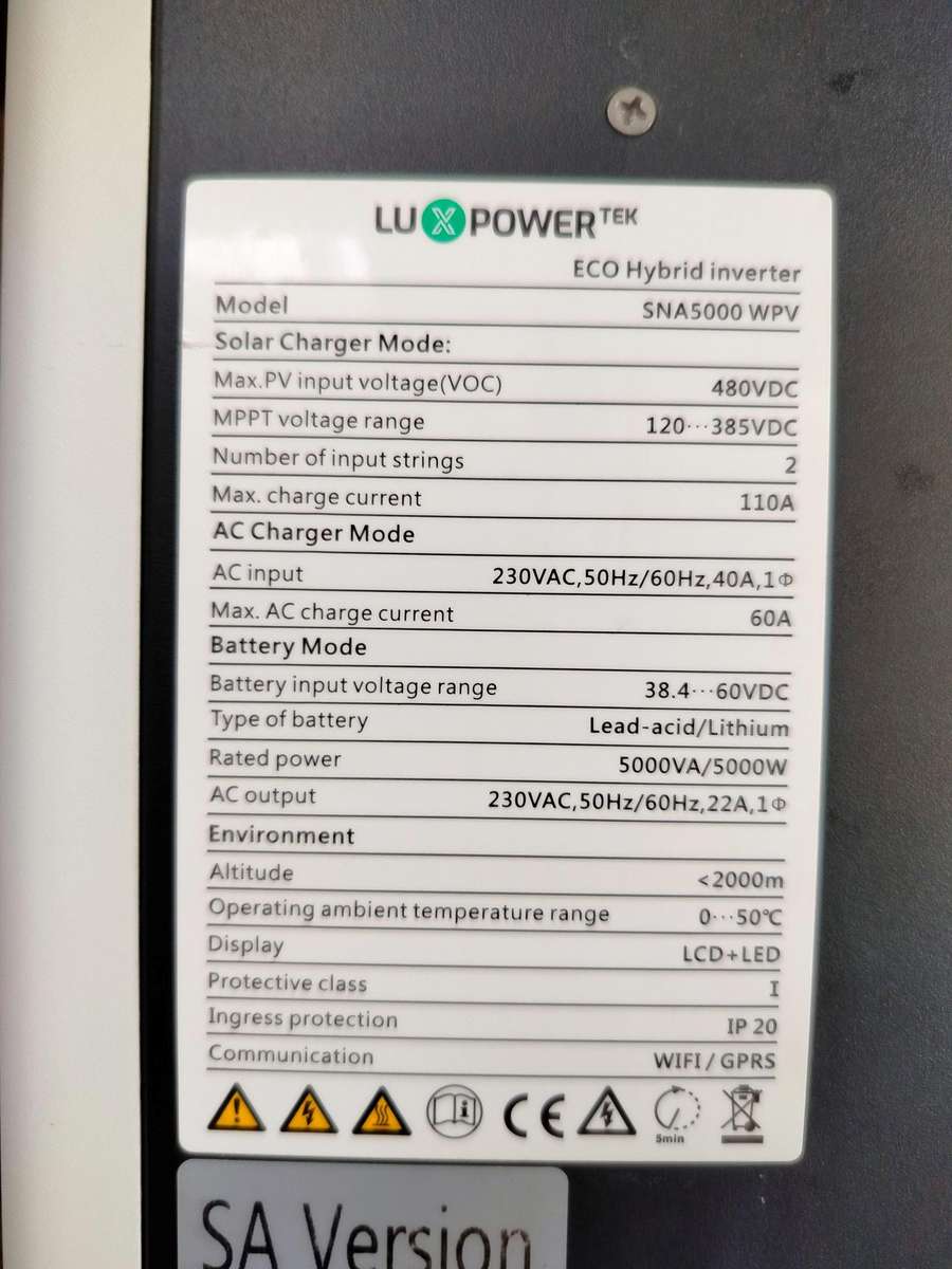Luxpowertek 5KW SNA5000 | ERROR 00 FAULT | Solar hybrid inverter | For spares or repair