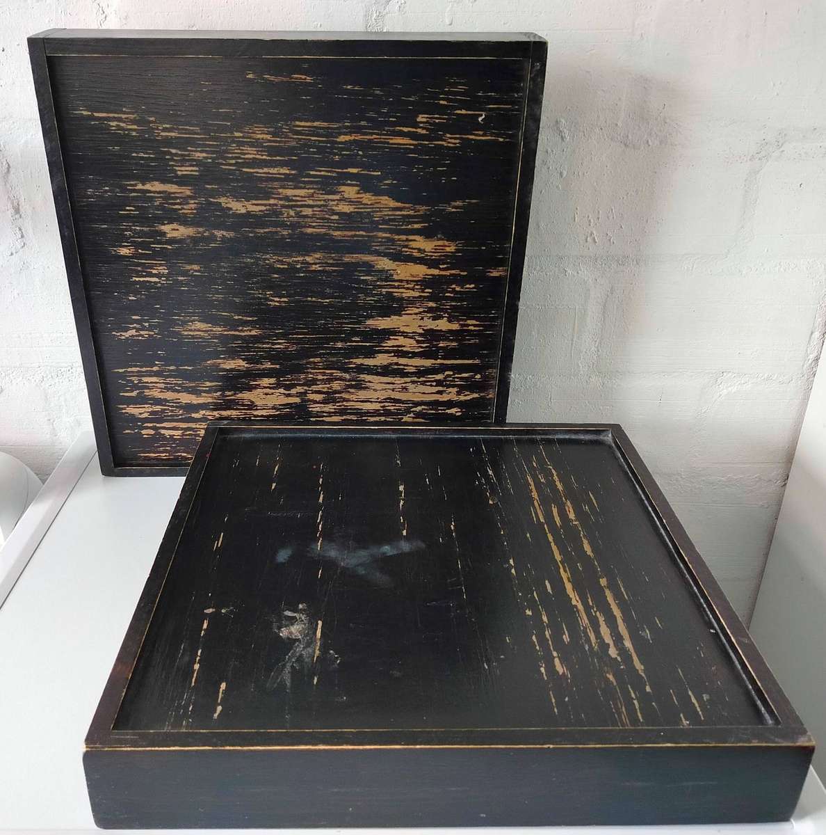 Wood Trays x 2 | 40x40cm | Dark wood