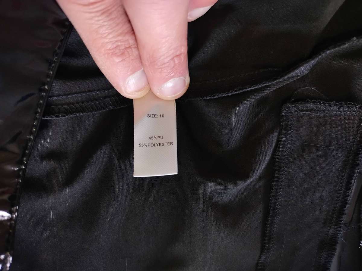 Shiny black PVC pants | Denim Fix | Soft fabric lining | Zip and Button