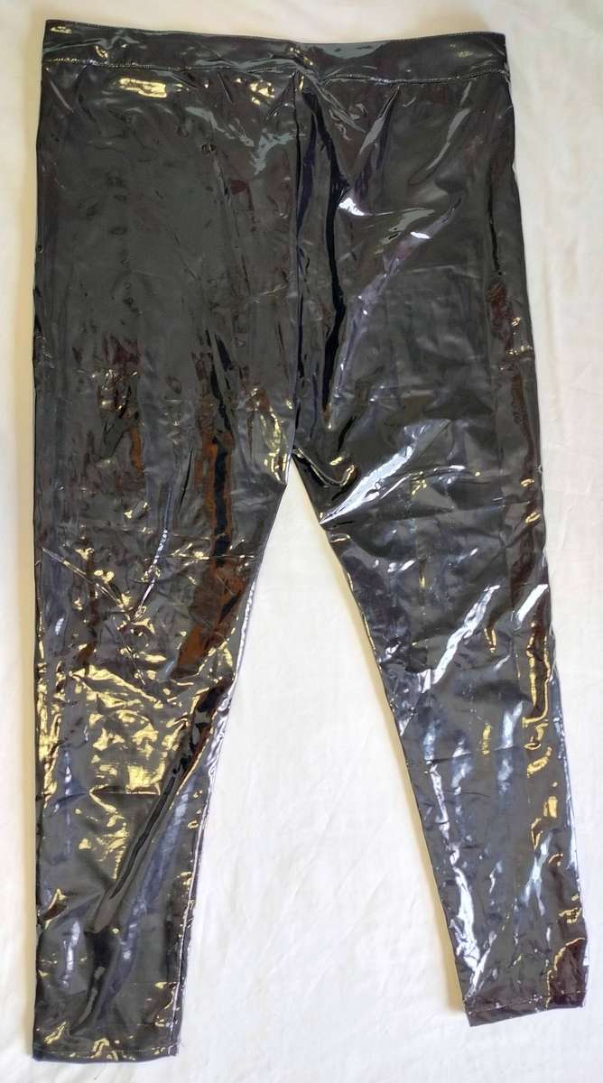 Shiny black PVC pants | Denim Fix | Soft fabric lining | Zip and Button