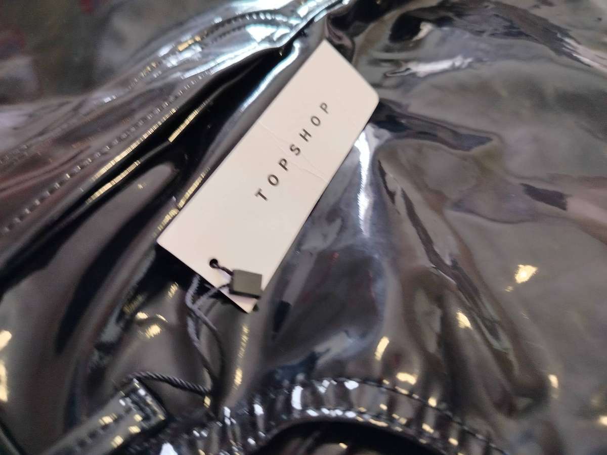 Topshop black PVC pants | Imported | Jean style | Soft fabric lining | Buttons up like Levi's