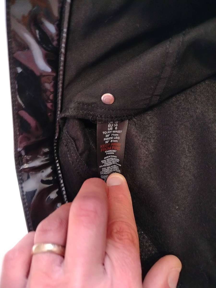 Topshop black PVC pants | Imported | Jean style | Soft fabric lining | Buttons up like Levi's