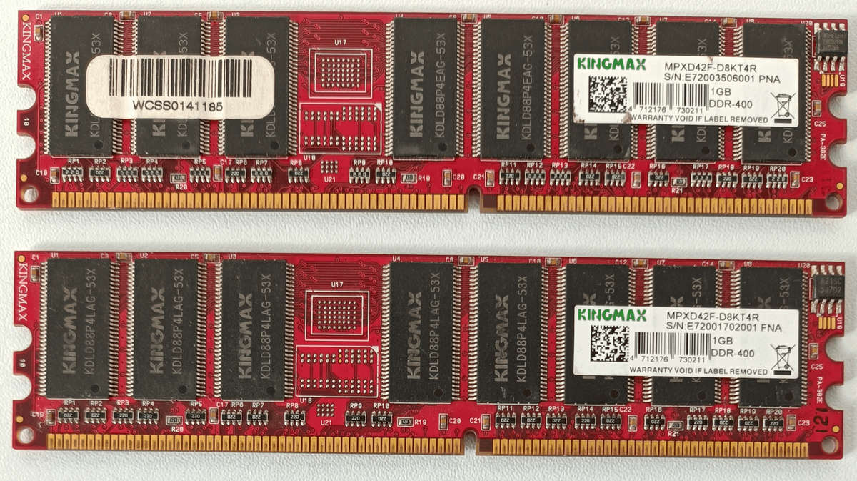 Kingmax 2GB DDR1 DDR400 PC3200 CL3 RAM Kit (2x1GB) - Ultra rare