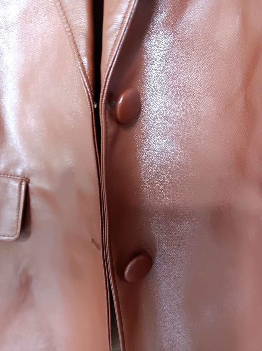 Brown Pleather Blazer from Shein | Size M