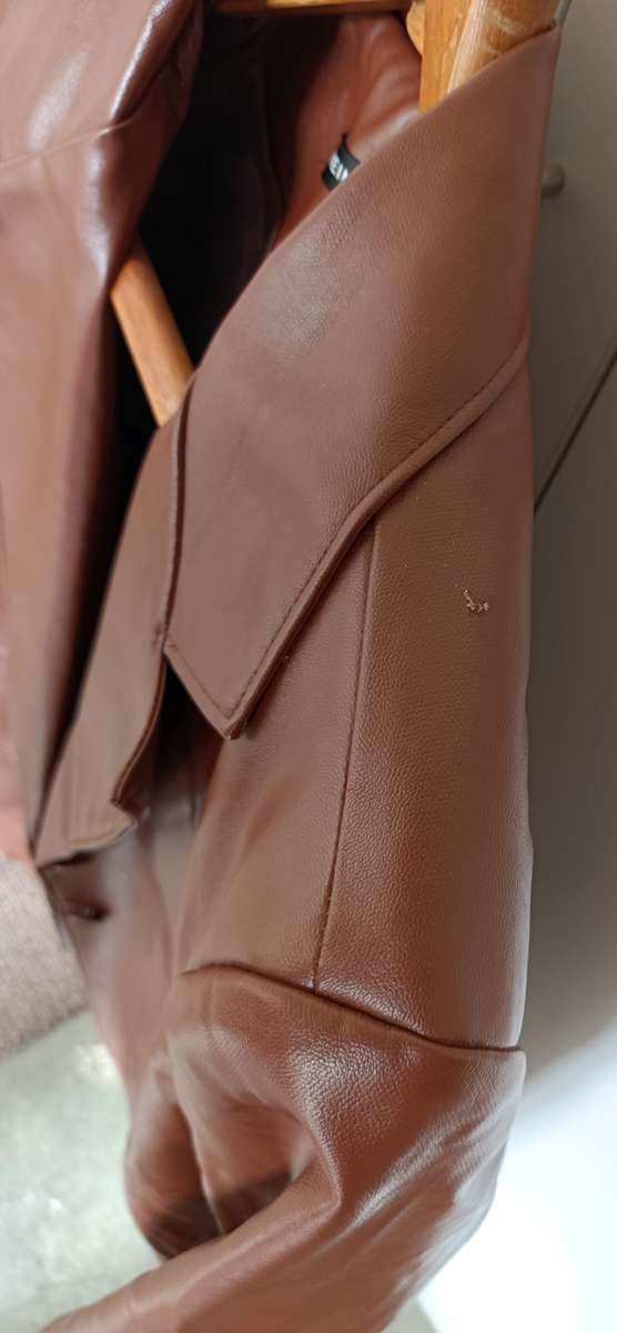 Brown Pleather Blazer from Shein | Size M