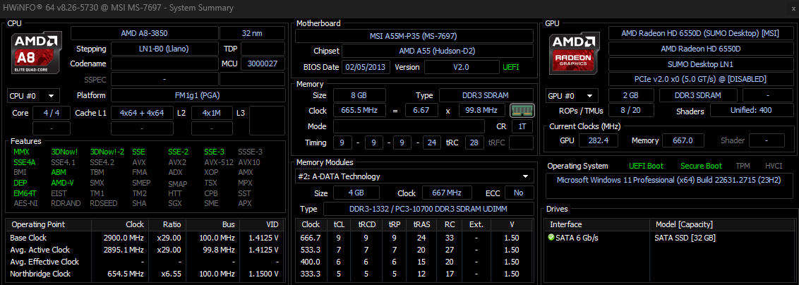 AMD A8 PC | Radeon 6550 | 8GB RAM | SATA SSD | Windows 11 Pro (activated)