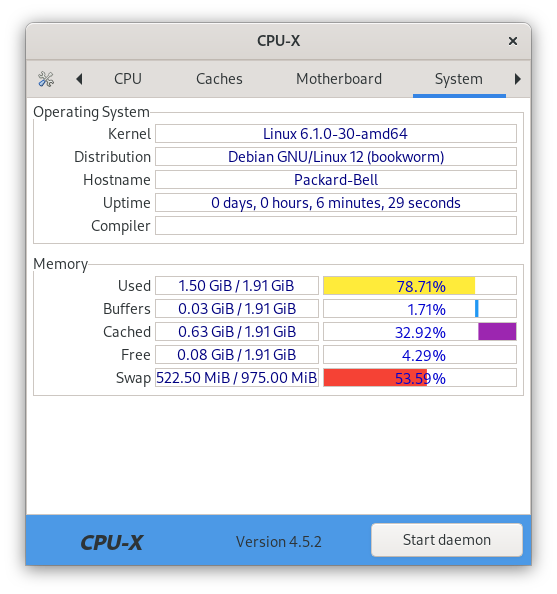 Packard Bell PC | Intel Dual Core | 2GB RAM | 32GB SSD | Debian 12