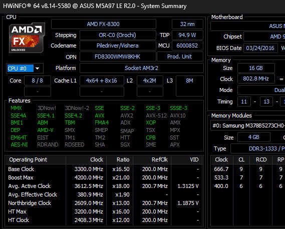 AMD FX 8 core | 4.2GHz boost | 16GB RAM | 500GB HDD | GeForce 6500