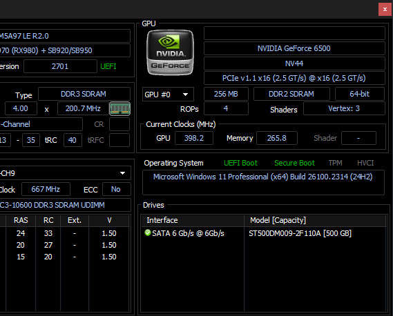 AMD FX 8 core | 4.2GHz boost | 16GB RAM | 500GB HDD | GeForce 6500