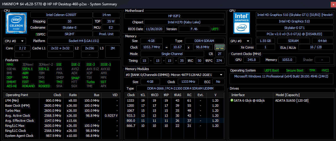 HP 7th gen PC | Kaby Lake | G3900T CPU | DDR4 RAM | SSD | Windows 11 (activated)