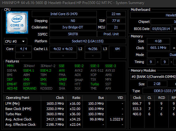 HP Pro i5 up to 3.6GHz | 4GB RAM | Adata SSD | HP DVD | Windows 10 Pro (activated)