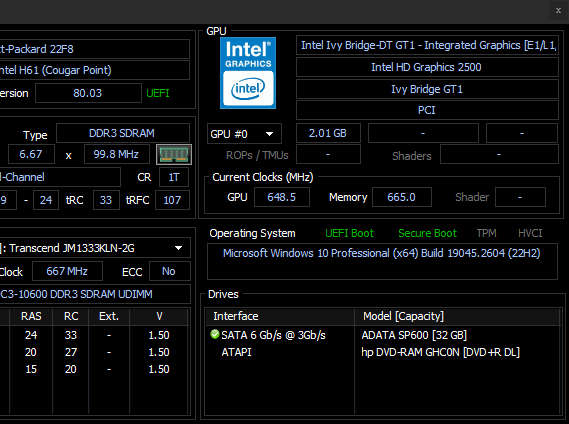 HP Pro i5 up to 3.6GHz | 4GB RAM | Adata SSD | HP DVD | Windows 10 Pro (activated)