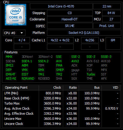 Intel Core i5 4570 CPU | 4C/4T @ 3.6GHz boost | 6MB cache | Socket 1150